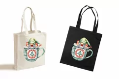 Watercolor Christmas gnome in tea mug, Gnome PNG Product Image 3