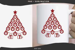Paw print Christmas tree png design for T-shirts Product Image 3