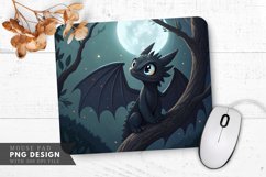 Curious Night Dragon on a Tree Branch Mouse Pad PNG Design Product Image 1