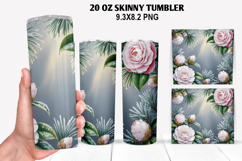 Flower Skinny Tumbler 20oz Wrap Design, New Year Tumble PNG Product Image 1
