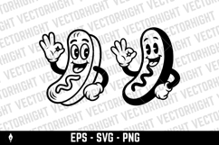 A black and white cartoon mascot of a hot dog Product Image 3