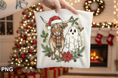 Christmas Cow Sublimation - Christmas PNG Design Product Image 1