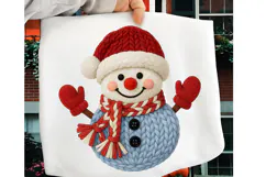 Christmas Faux Yarn Crochet Snowman PNG, Snowman PNG Product Image 1
