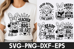 Cute Bunny Teacher Back to School SVG PNG Product Image 1