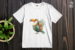 Cute Toucan With Backpack Watercolor Clipart Sublimation PNG Product Image 2