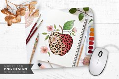 Leopard Print Apple with Floral Art Supplies Mouse Pad PNG Product Image 1