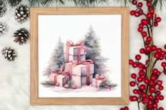 Pink Christmas gifts clipart sublimation, Christmas PNG Product Image 4