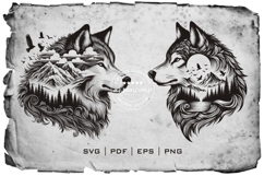 Wolf Silhouette with Mountain and Forest Product Image 3