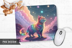 Vibrant Rainbow Cat Ethereal World Mouse Pad PNG Design Product Image 1