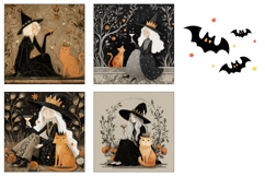 Halloween Square Coasters, Cartoon Witch Square Coaster PNG Product Image 3