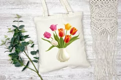Colorful Tulips Illustration, Flowers In Vase PNG Product Image 3