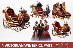 Victorian Winter Clipart Sublimation PNG, Victorian Clipart Product Image 1