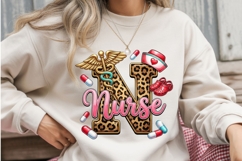 Nurse Letter N Leopard PNG, Nurse Sublimation Design, Product Image 3
