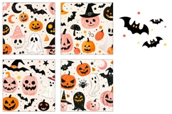Doodle Halloween Square Coasters, Bats Coasters Product Image 3