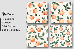 Watercolor Peach Fruit Digital Paper Product Image 3