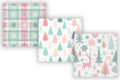 Preppy Pink &amp; Mint Winter Digital Paper Bundle Product Image 3