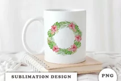 Watercolor Tropical flowers wreath PNG Product Image 3