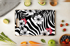 Floral Zebra Print Cutting Boards sublimation Design Product Image 3