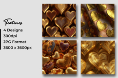 Gold Hearts Pattern Digital Paper Product Image 3