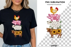 Farm Animals PNG Sublimation | Floral Cow Pig Sheep Chicken Product Image 3