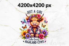 Just A Girl Who Loves Highland Cows PNG, Cow Sublimation Product Image 2