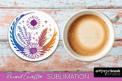 Celestial Coaster Sublimation, Boho Mystical Round Coaster Product Image 1