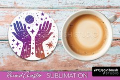 Celestial Coaster Sublimation, Boho Mystical Round Coaster Product Image 1