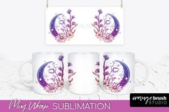 Celestial Mug Wrap PNG, Boho Mystical Coffee Mug Sublimation Product Image 1