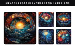 Celestial Square Coaster Design | Square Coaster PNG Product Image 1