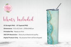 Teal Hydrangea Gold Tumbler Wrap PNG Product Image 2