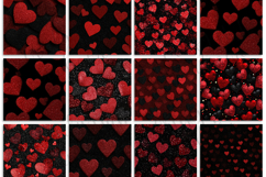 Red Glitter Valentine Hearts Digital Paper Product Image 3