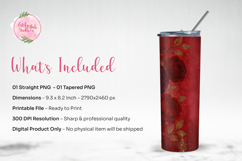 Red Roses Gold Leaf Tumbler Wrap PNG Product Image 3
