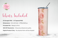 Pink Roses Gold Leaf Tumbler Wrap PNG Product Image 3