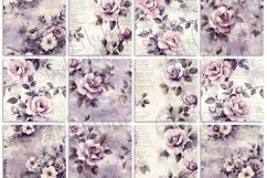 12 Purple Vintage Rose Digital Papers Bundle Product Image 3