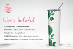Green Floral Roses Tumbler Wrap PNG Product Image 3