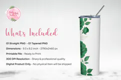 Green Floral Roses Tumbler Wrap PNG Product Image 3
