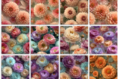 18 Dahlia Floral Digital Paper, Ranunculus Backgrounds Product Image 3