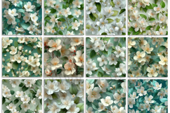 12 White Blossom Floral Digital Paper Product Image 3
