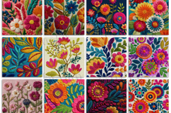 Embroidery Floral Digital Paper Bundle Product Image 3