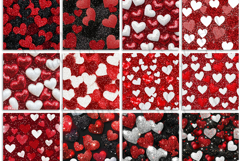 12 Valentine glitter heart digital paper Product Image 3