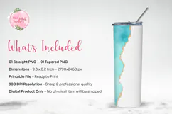 Teal Gold Ink Printable Tumbler Wrap PNG, Straight & Tapered Product Image 3