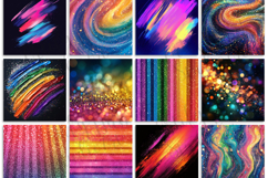 Abstract Neon Digital Paper Bundle, Rainbow Glitter Product Image 3