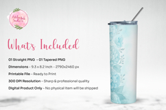 Aqua Blue Floral Roses Tumbler Wrap PNG Product Image 3