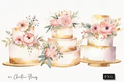 Watercolor Wedding Cakes Clipart | Watercolor Wedding PNG Product Image 1