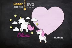 Unicorn Baby Name Sign SVG Laser cut file for Glowforge Product Image 3