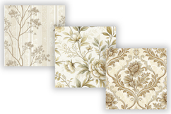 Ivory Toile Digital Paper Pack, Vintage Floral Toile Product Image 3