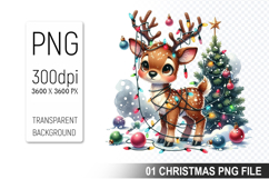 Cute Christmas Reindeer, Christmas Clipart PNG File Product Image 1