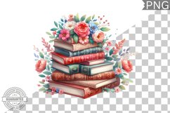 Books Flowers Sublimation- Clipart PNG Design Product Image 1