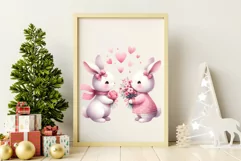 12 Couple of Rabbit watercolor clipart Product Image 3