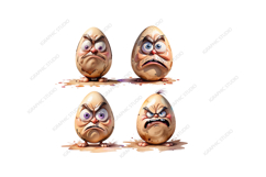 Easter Clipart, Grumpy Easter Egg Clipart, Grumpy face png Product Image 2
